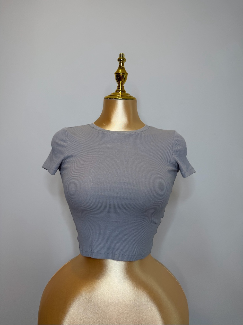 H&M Divided Gray Ribbed Crop Top XXS